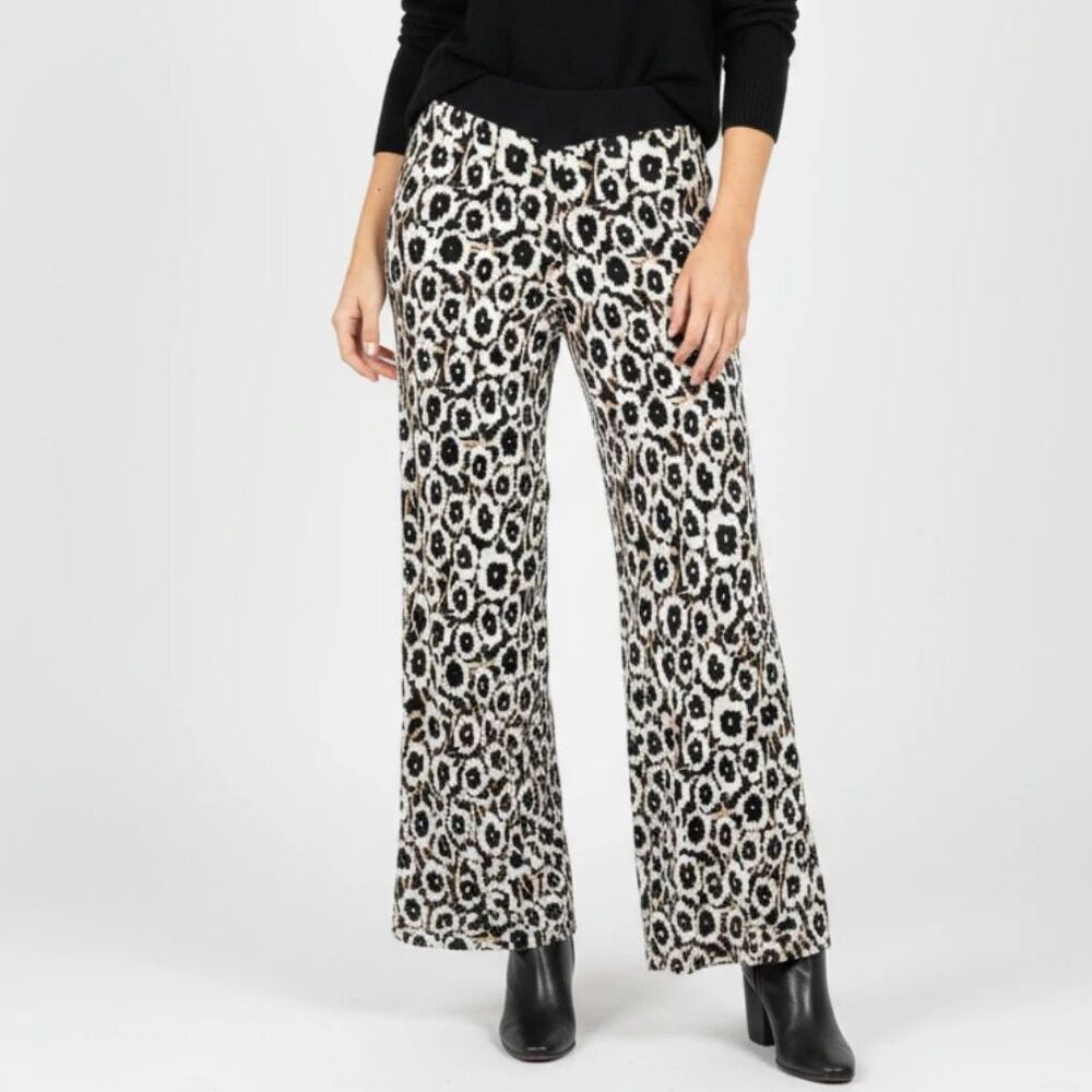 Diane Von Furstenberg Animal Print Knit Athleisure Full Length Casual Pants XS